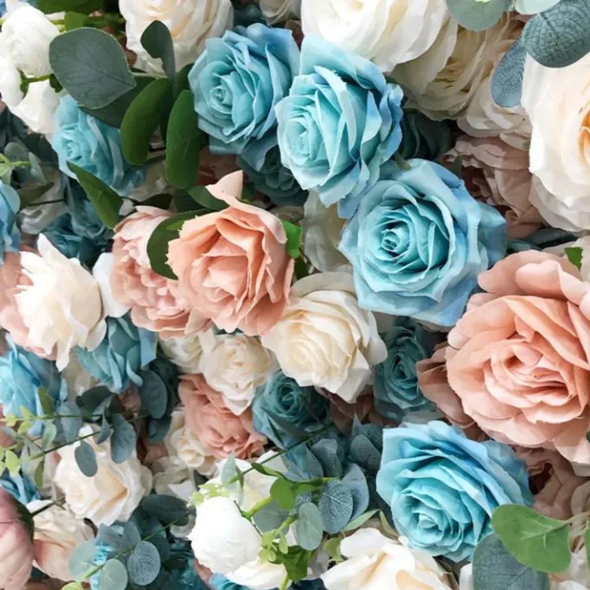 Pink, Cream & Blue Wild Rose Premium Flower Backdrops | 174
