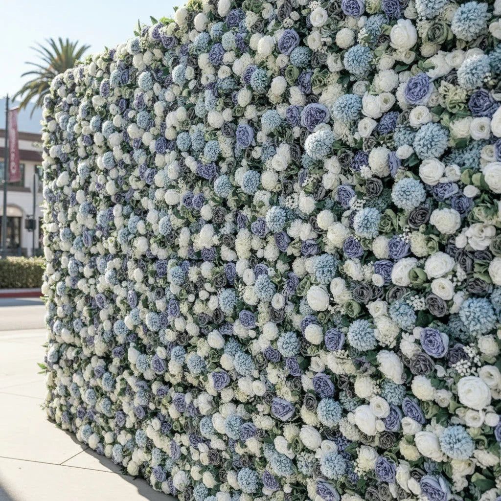 Purple, White and Blue Greenery Premium Flower Backdrops | 196