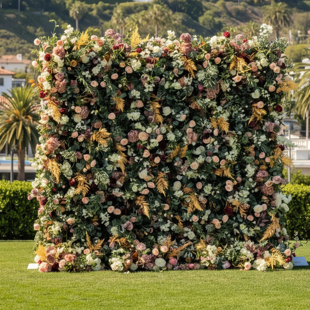 Orange Blush Greenery Premium Flower Backdrops | 172