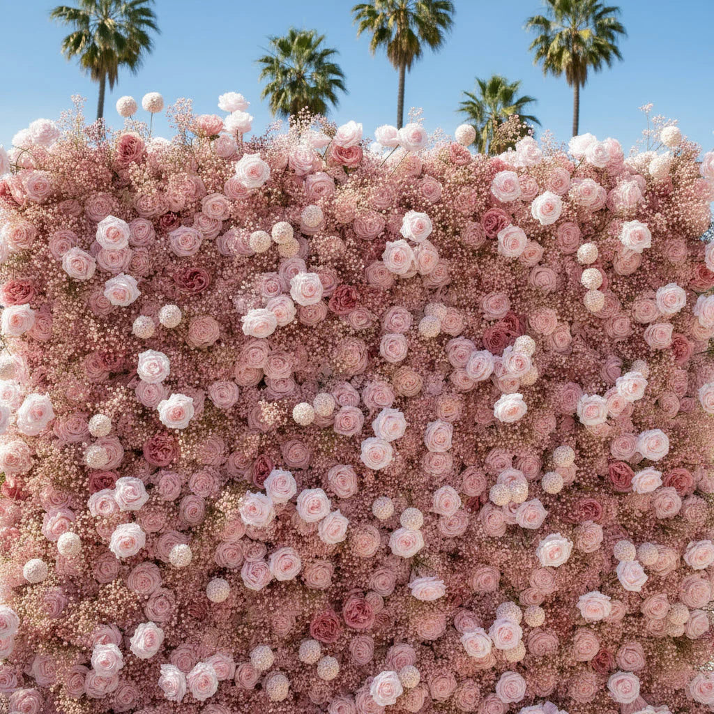 Baby's Breath Pink Rose Flower Backdrops | 062
