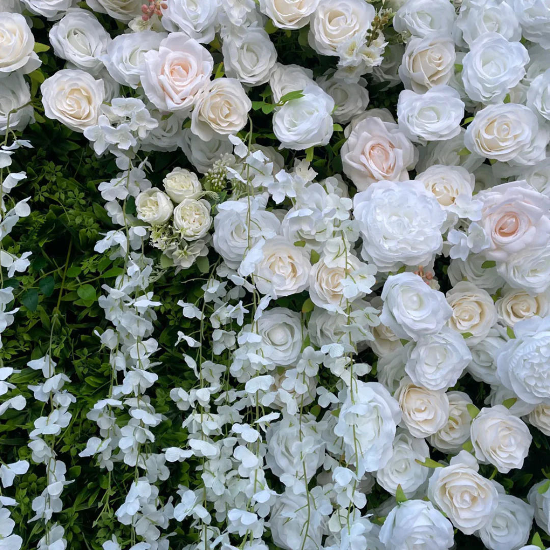 Dripping White Rose Premium Greenery Flower Wall | 533
