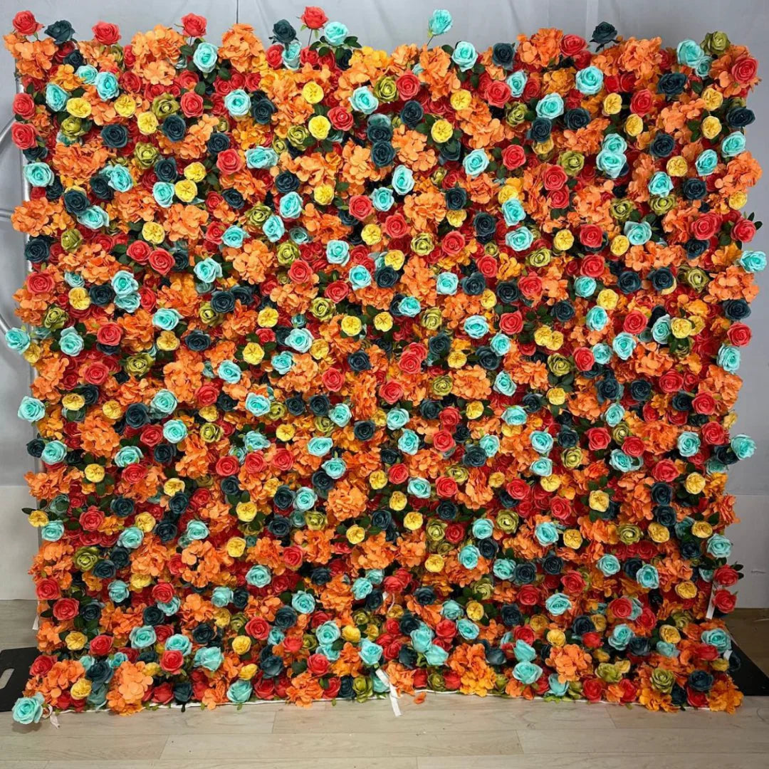 Blue, Orange and Yellow Wild Rose Premium Flower Backdrops | 014