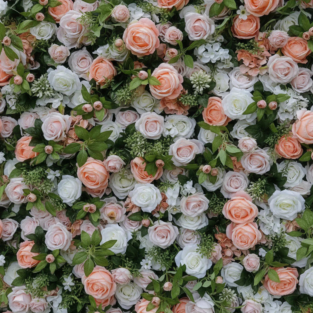 Peach & White Wild Rose Premium Greenery Backdrops | 203
