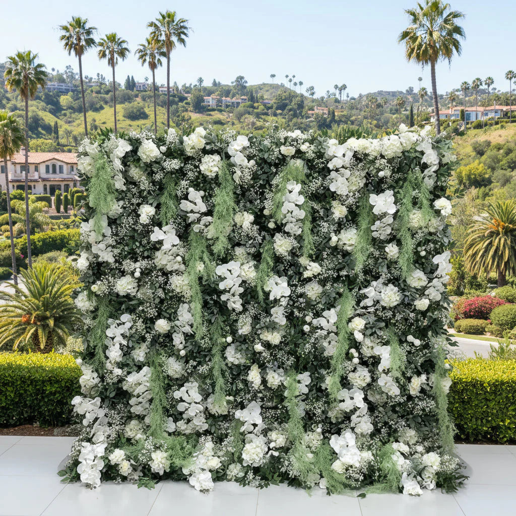 Dripping White Rose Greenery Premium Flower Backdrops | 138