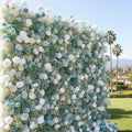 Babys Breath White and Blue Rose Flower Backdrops | 063