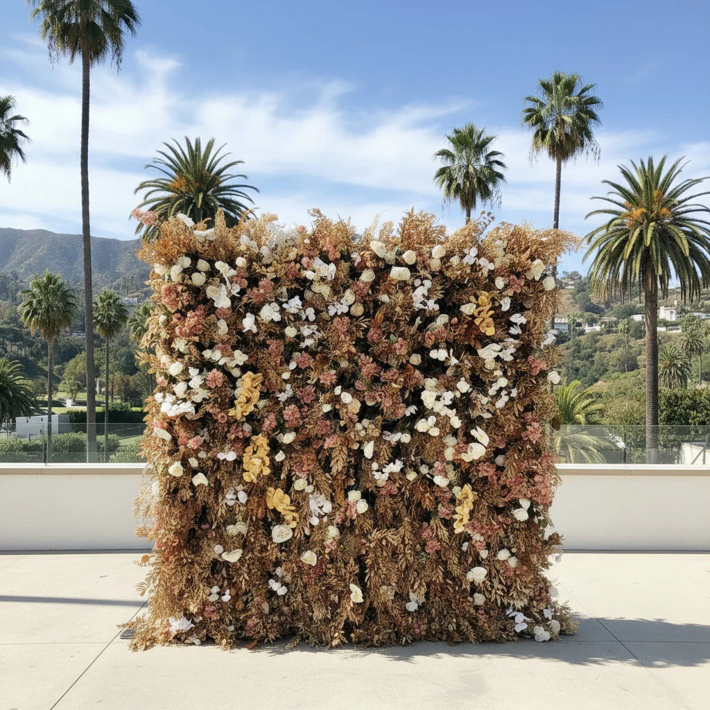 Into the Meadow Premium Tan & White Blush Flower Backdrops | 058