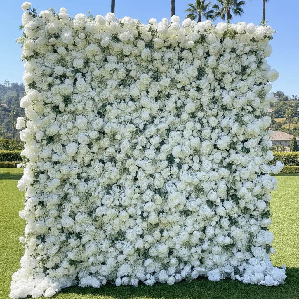 White Wild Rose Greenery Premium Flower Backdrops | 320