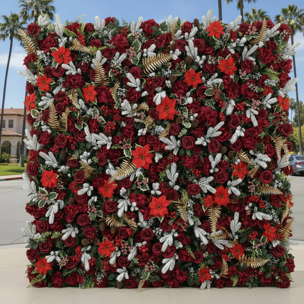Red Rose Poinsettia Gold Premium Flower Backdrops - 331