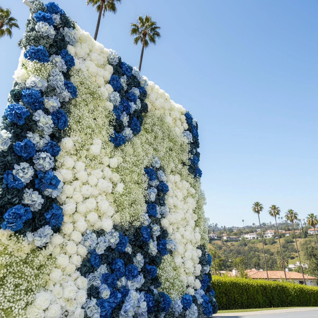 Babys Breath Dark Blue & White Rose Premium Flower Backdrops | 332
