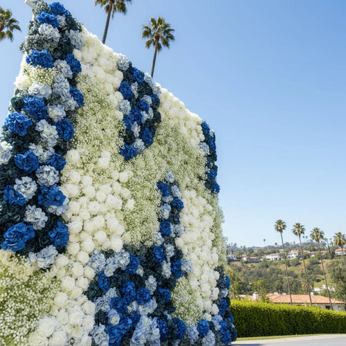 Babys Breath Dark Blue & White Rose Premium Flower Backdrops | 332