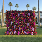Dripping Florals Purple & Orange Premium Flower Backdrops | 119