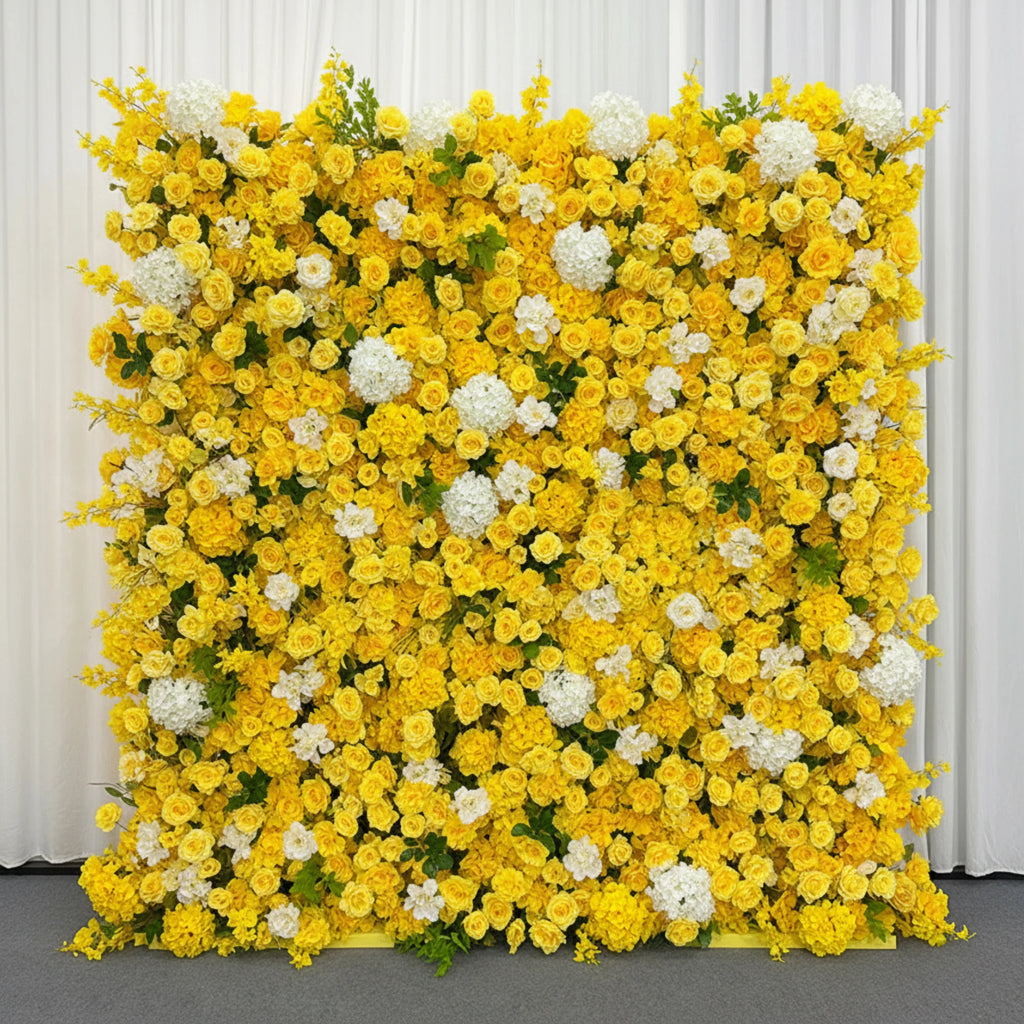 Dripping Yellow & White Rose Premium Flower Backdrops | 283