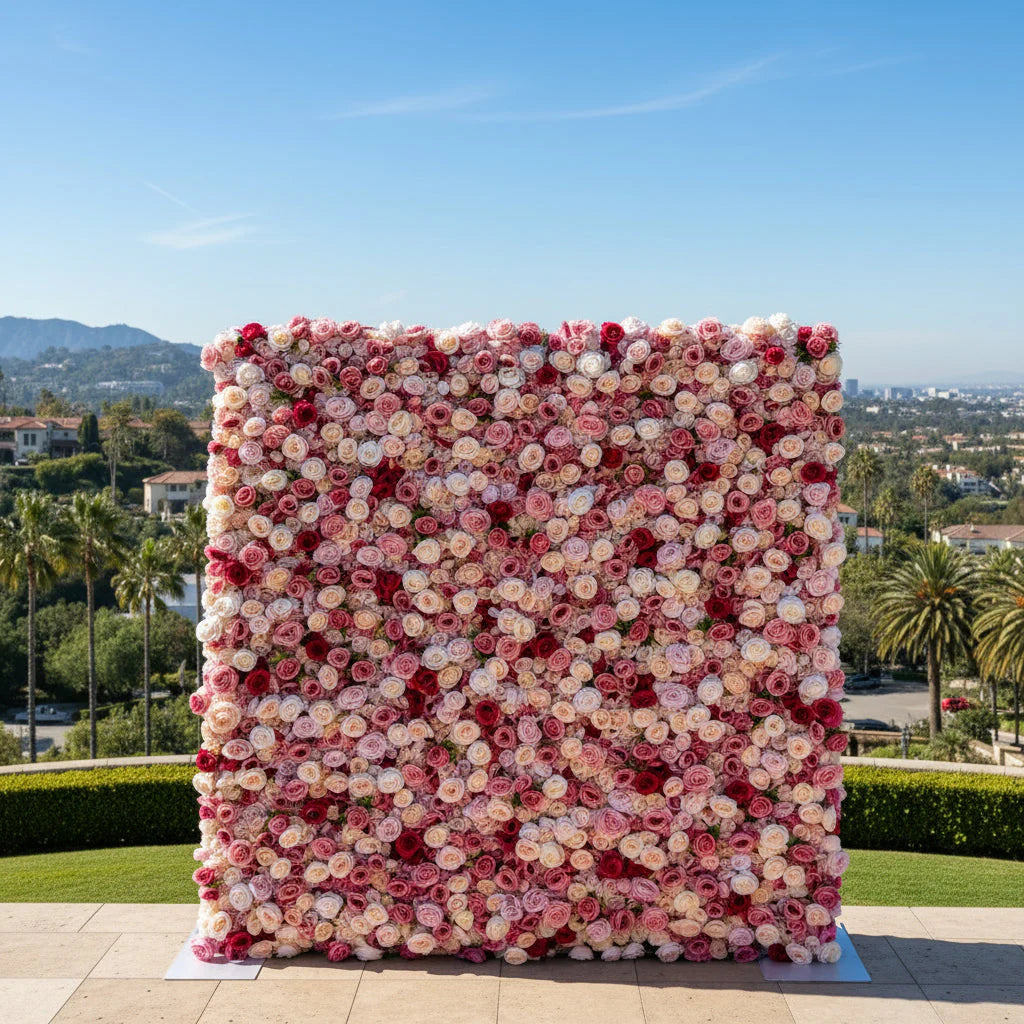 Pink & Cream Greenery Wild Rose Flower Backdrops | 229