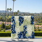 Babys Breath Dark Blue & White Rose Premium Flower Backdrops | 332