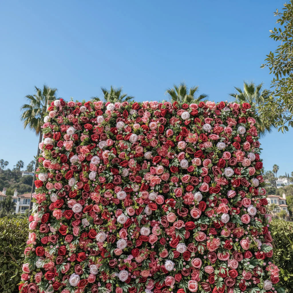 Red, Pink and Greenery Rose Premium Flower Backdrops | 031
