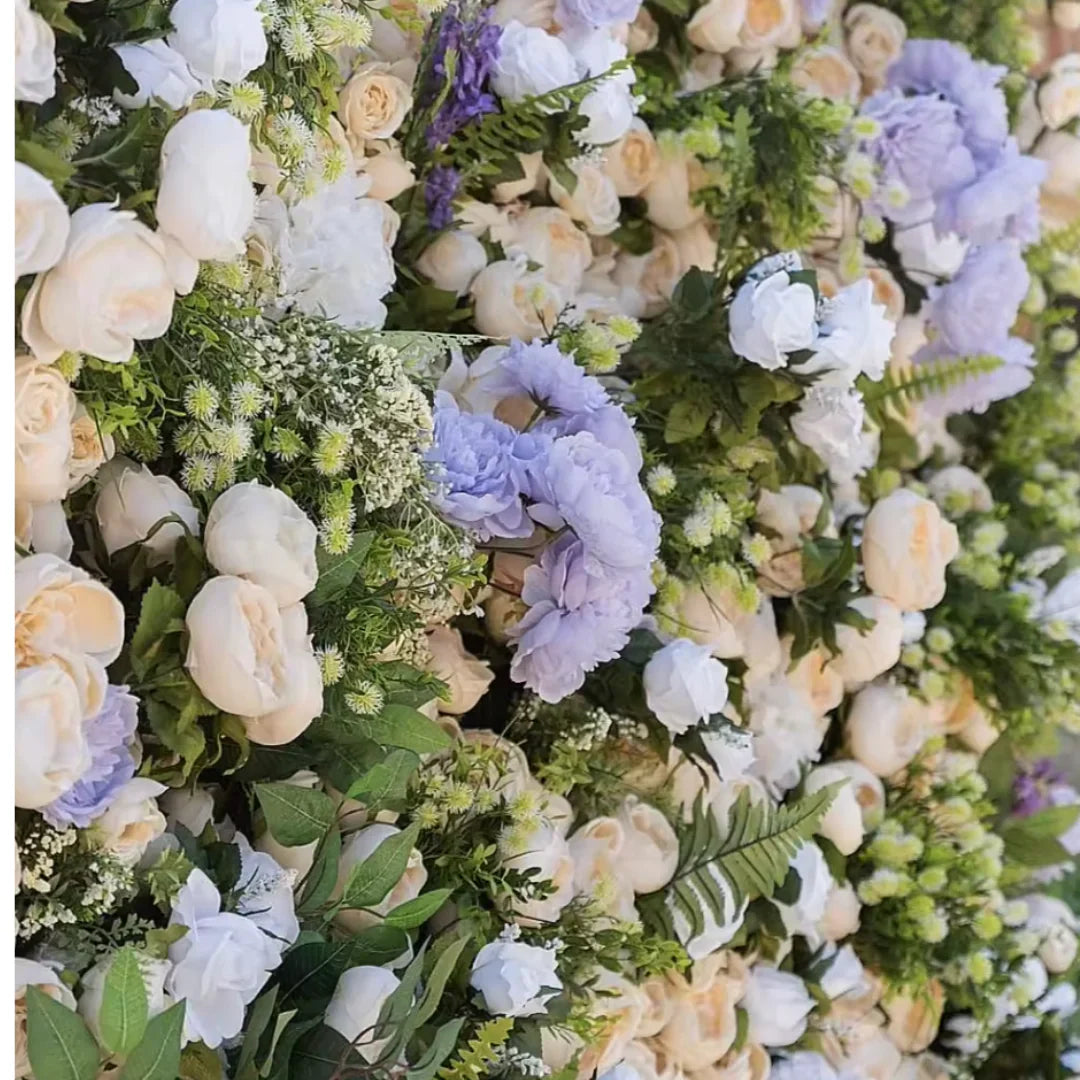 Lavender Purple & Cream Premium Greenery Flower Backdrops | 189