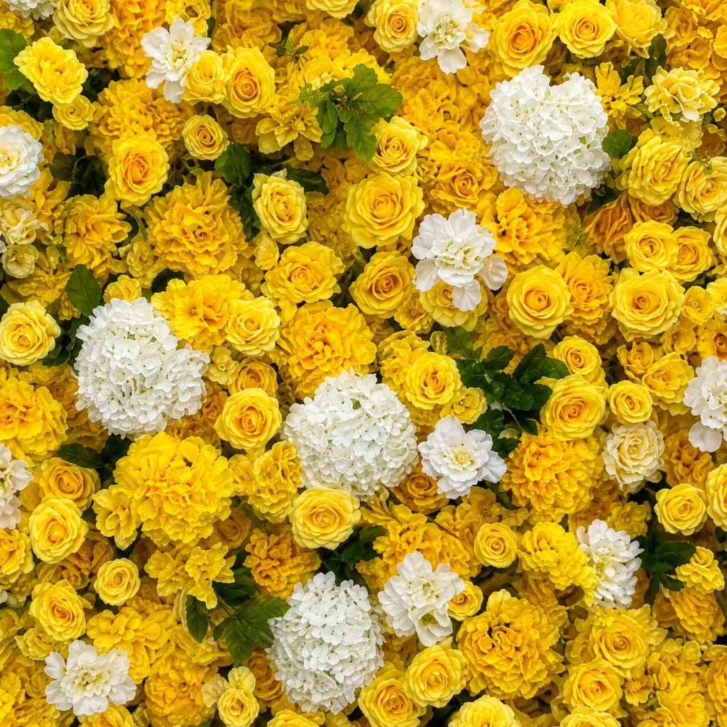 Dripping Yellow & White Rose Premium Flower Backdrops | 283