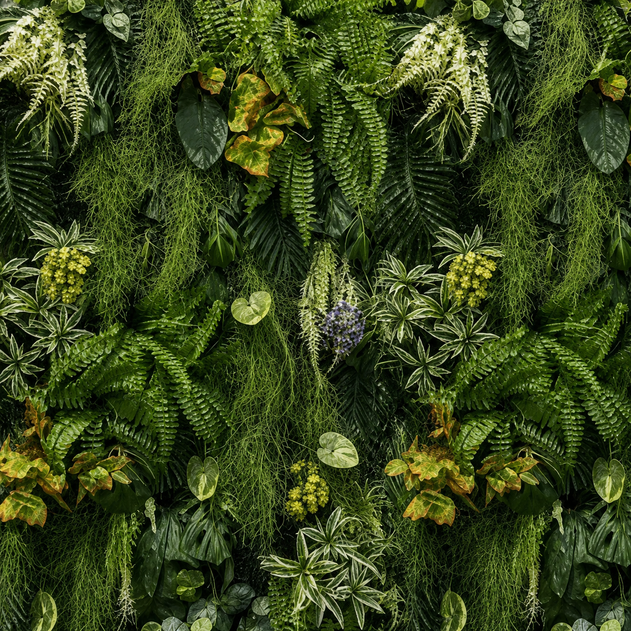 Wild Tropical Mossy Fern Premium Greenery Wall | 532