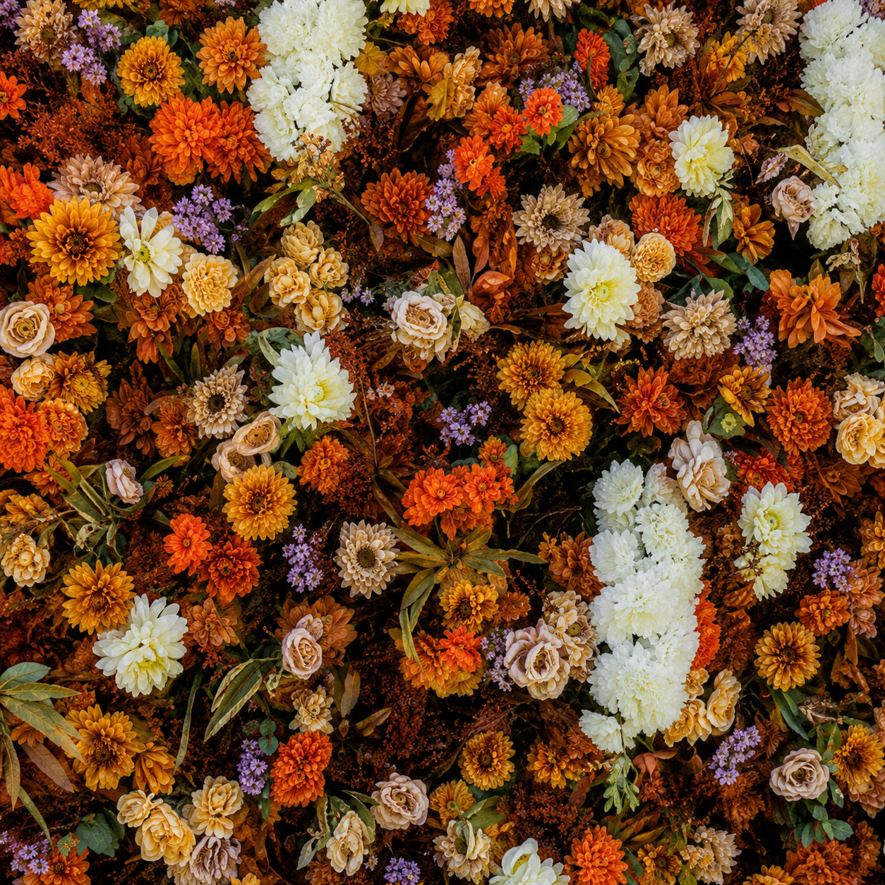 Dripping Florals Orange, Brown and Yellow Premum Flower Backdrops | 291