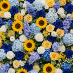 Blue and Yellow Wild Rose Sunflower Premium Flower Backdrops | 286