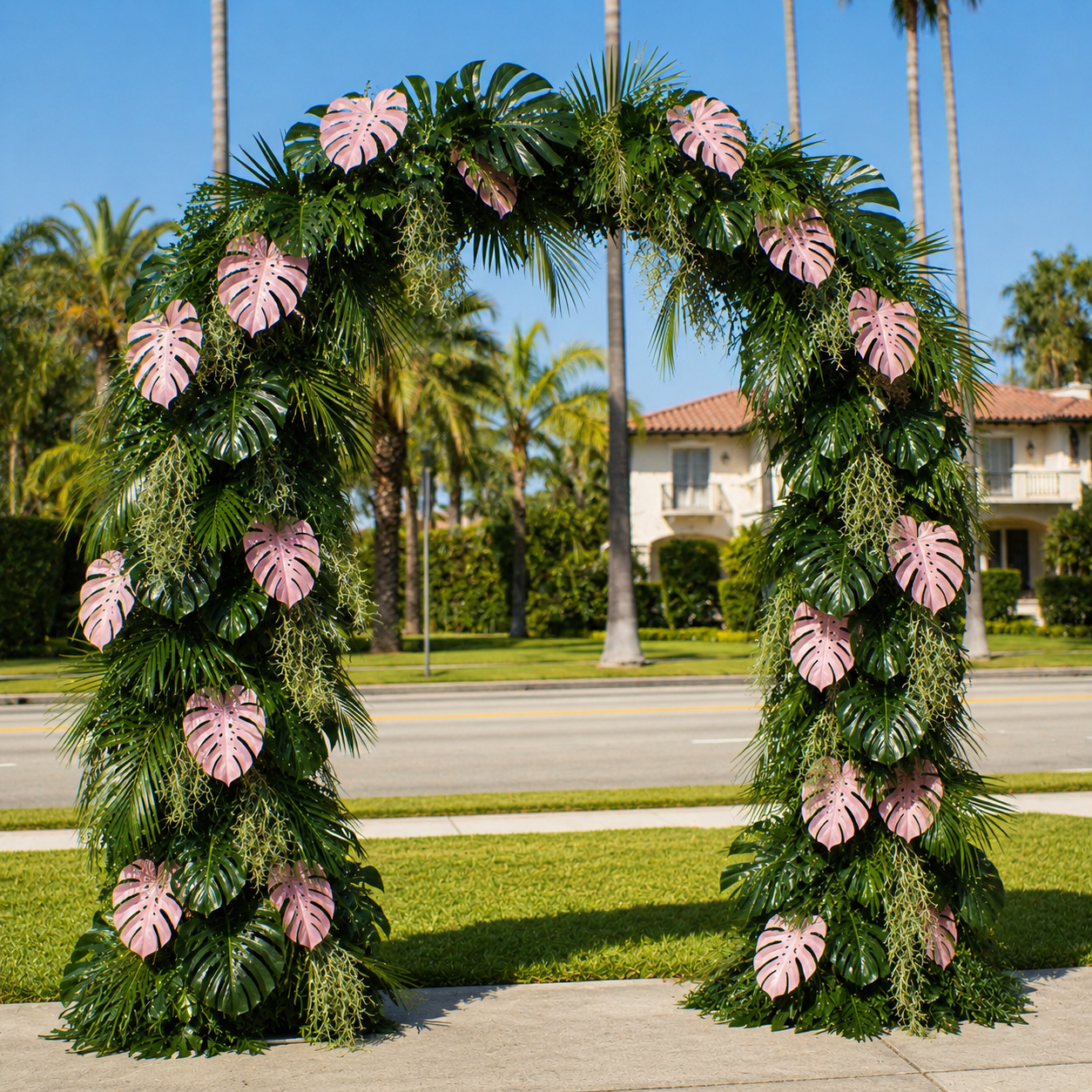 Beverly Hills Pink Tropical Premium Floral Greenery Backdrops | 512