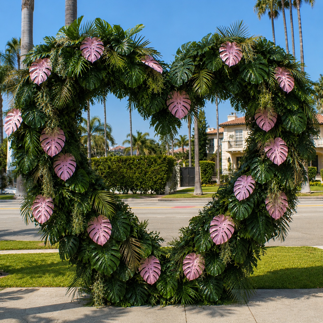 Beverly Hills Pink Tropical Premium Floral Greenery Backdrops | 512