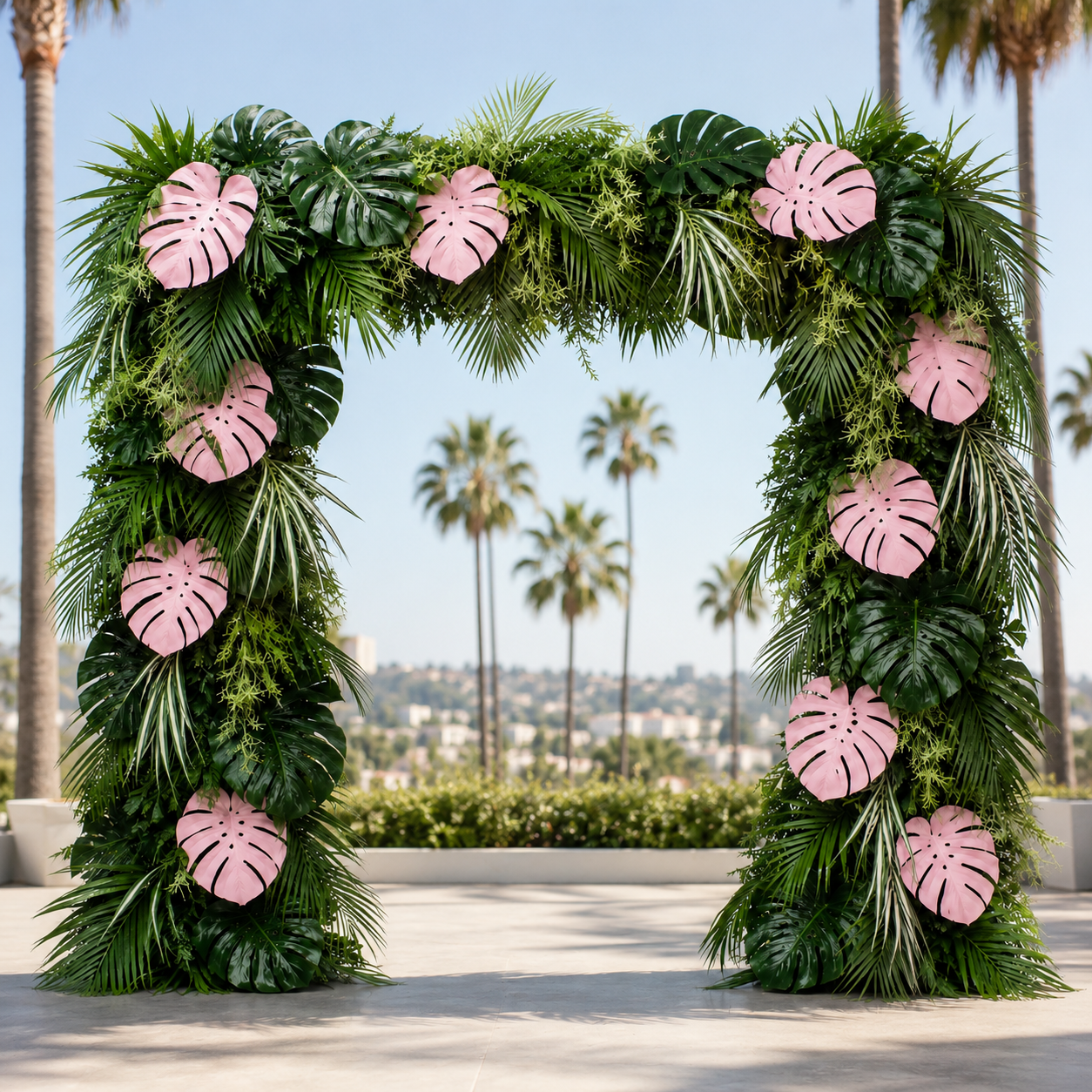 Beverly Hills Pink Tropical Premium Floral Greenery Backdrops | 512