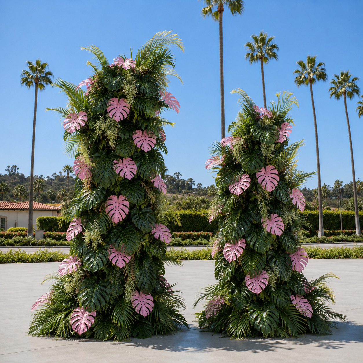 Beverly Hills Pink Tropical Premium Floral Greenery Backdrops | 512