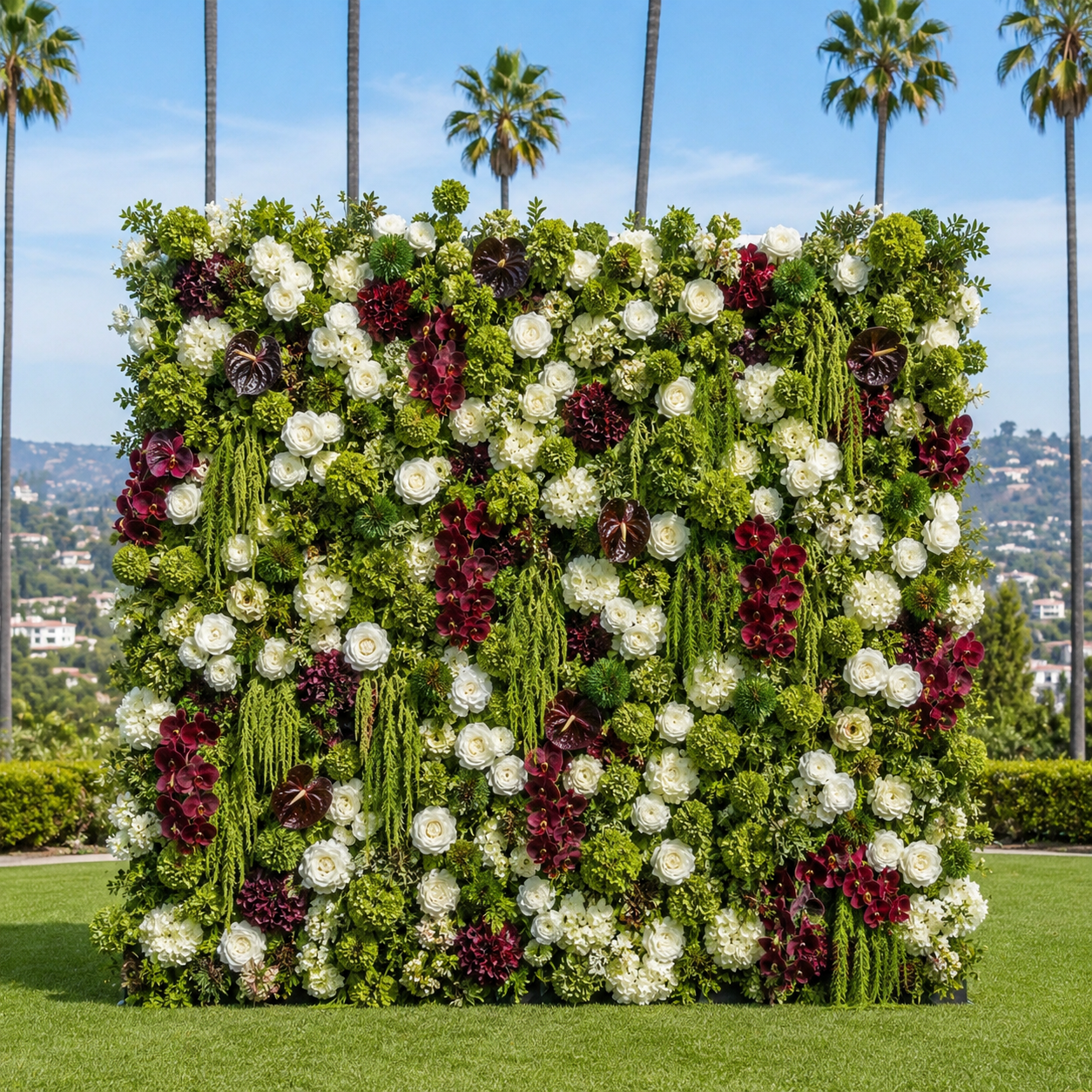 Premium Green, Burgundy and White Flower Backdrops | 4605