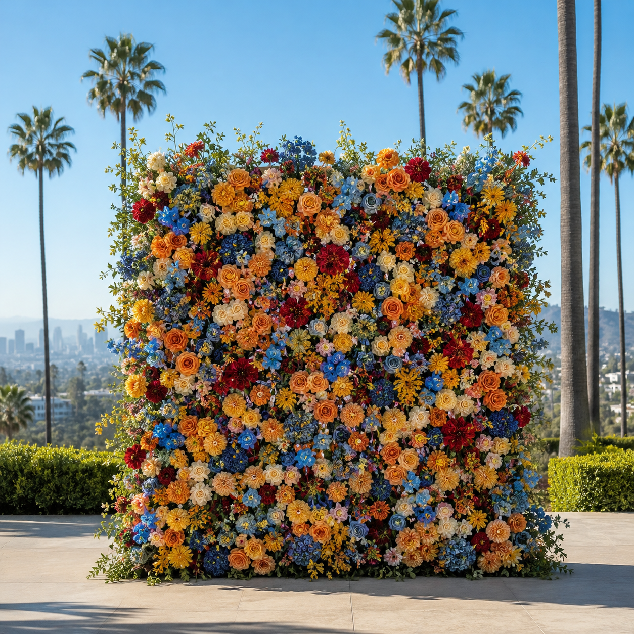 Premium Blue, Orange, Yellow and Red 2 Piece Flower Backdrops | 4608