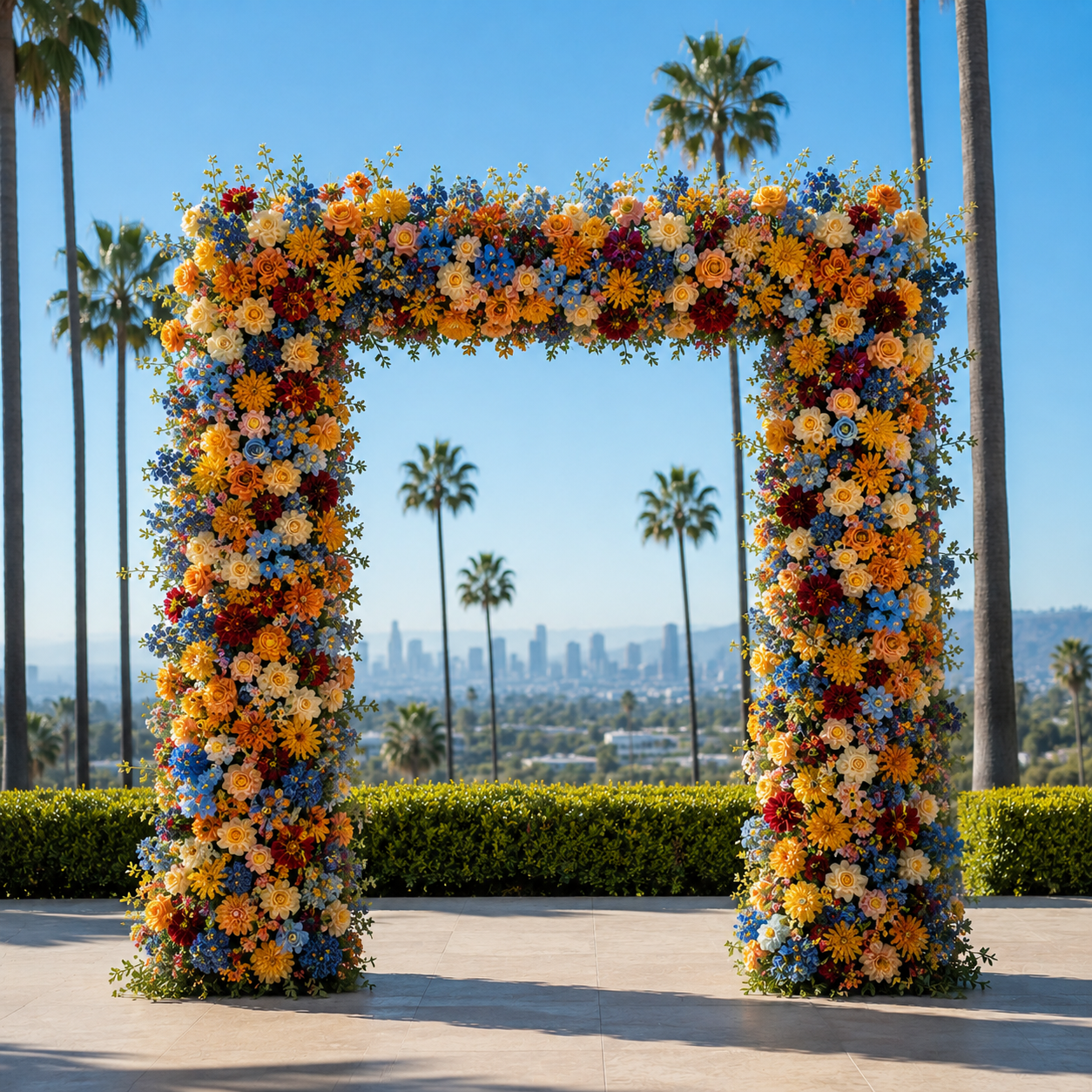 Premium Blue, Orange, Yellow and Red 2 Piece Flower Backdrops | 4608