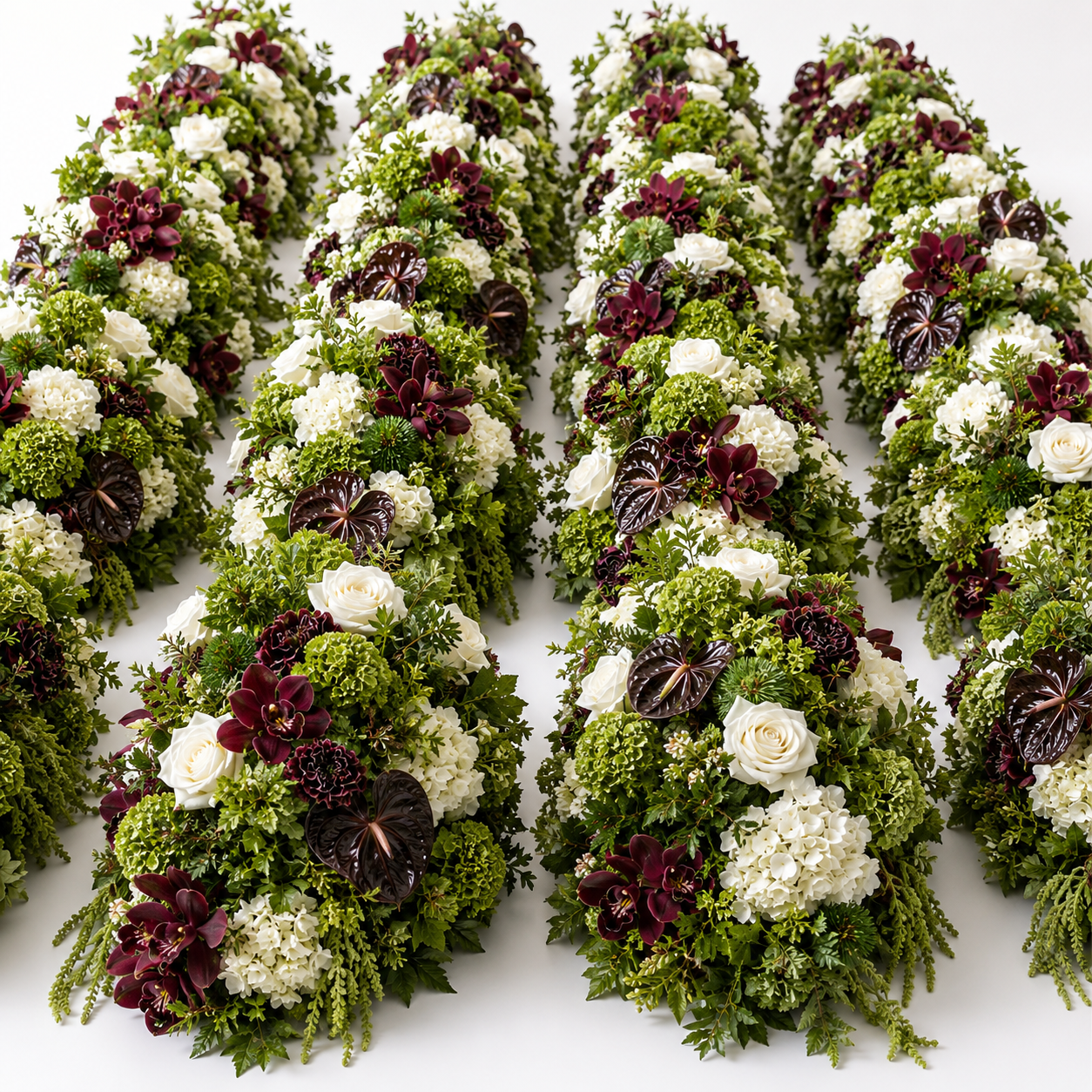 Premium Green, Burgundy and White Flower Backdrops | 4605