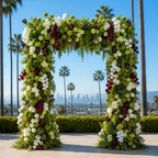 Premium Green, Burgundy and White Flower Backdrops | 4605