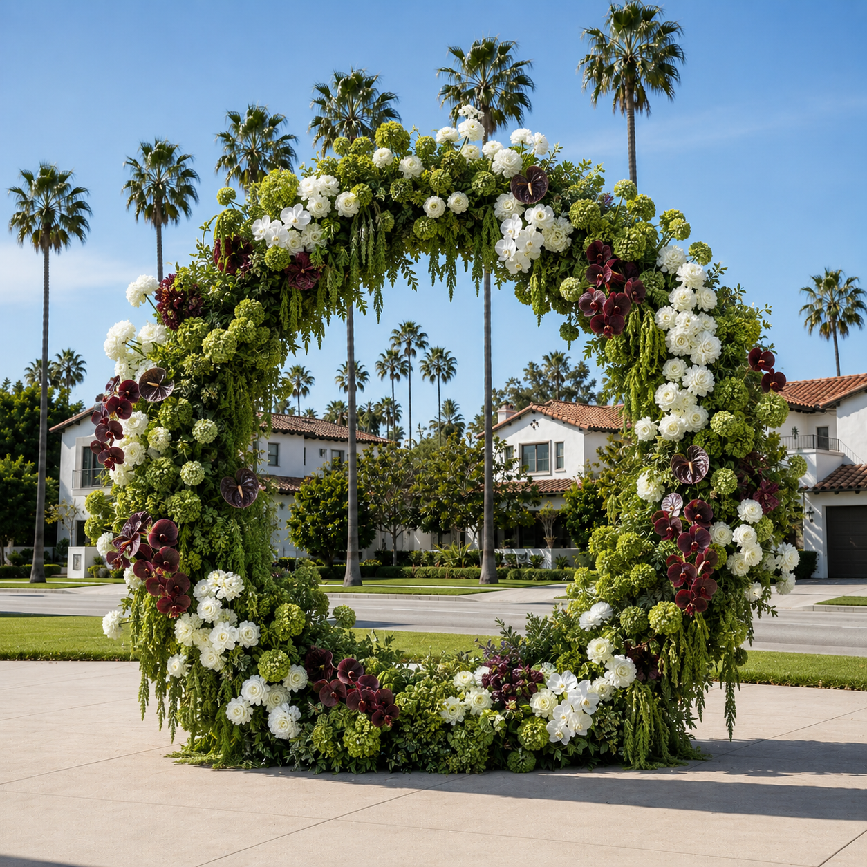 Premium Green, Burgundy and White Flower Backdrops | 4605