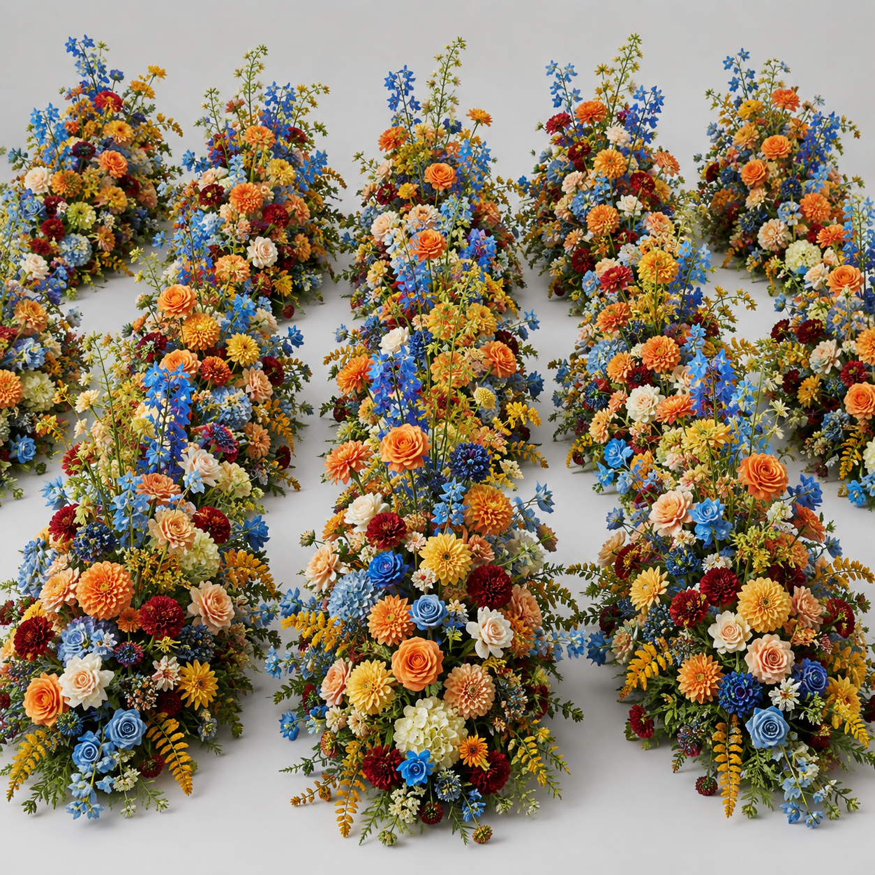 Premium Blue, Orange, Yellow and Red 2 Piece Flower Backdrops | 4608