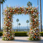 Premium Purple, Orange and White Greenery Flower Backdrops | 4569
