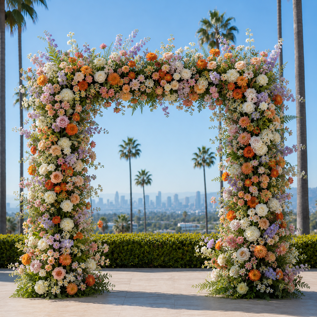 Premium Purple, Orange and White Greenery Flower Backdrops | 4569