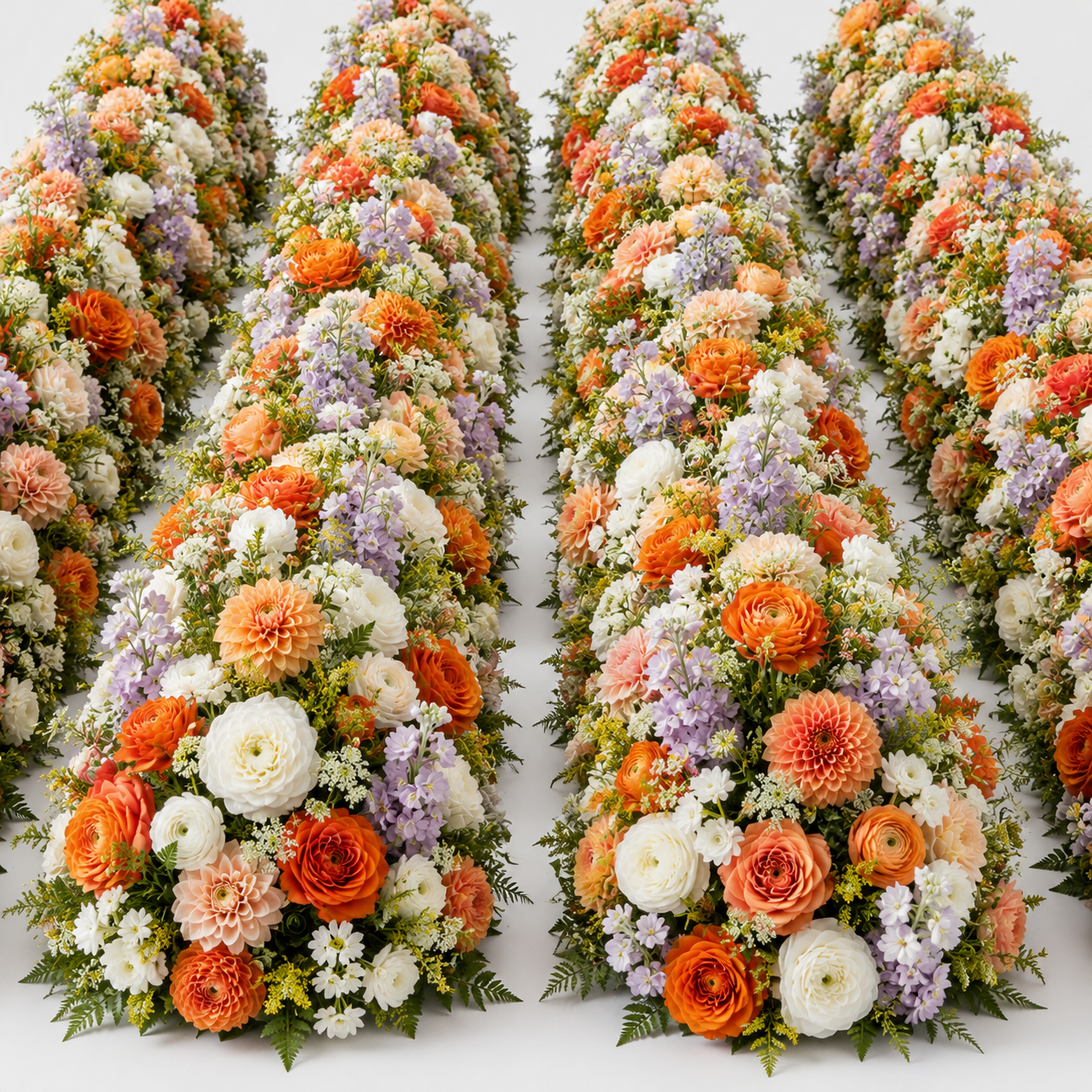 Premium Purple, Orange and White Greenery Flower Backdrops | 4569