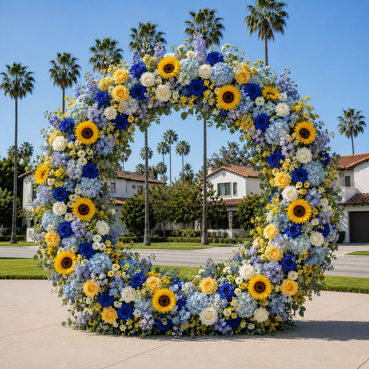 Blue and Yellow Wild Rose Sunflower Premium Flower Backdrops | 286