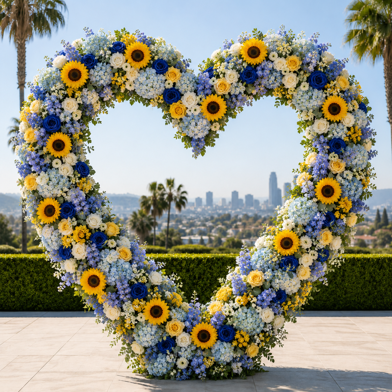 Blue and Yellow Wild Rose Sunflower Premium Flower Backdrops | 286