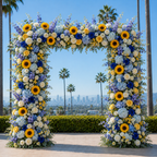 Blue and Yellow Wild Rose Sunflower Premium Flower Backdrops | 286