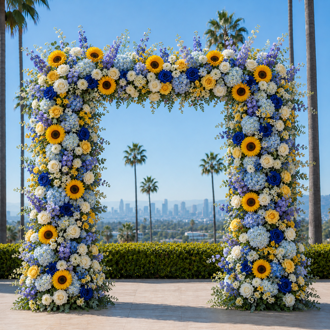 Blue and Yellow Wild Rose Sunflower Premium Flower Backdrops | 286