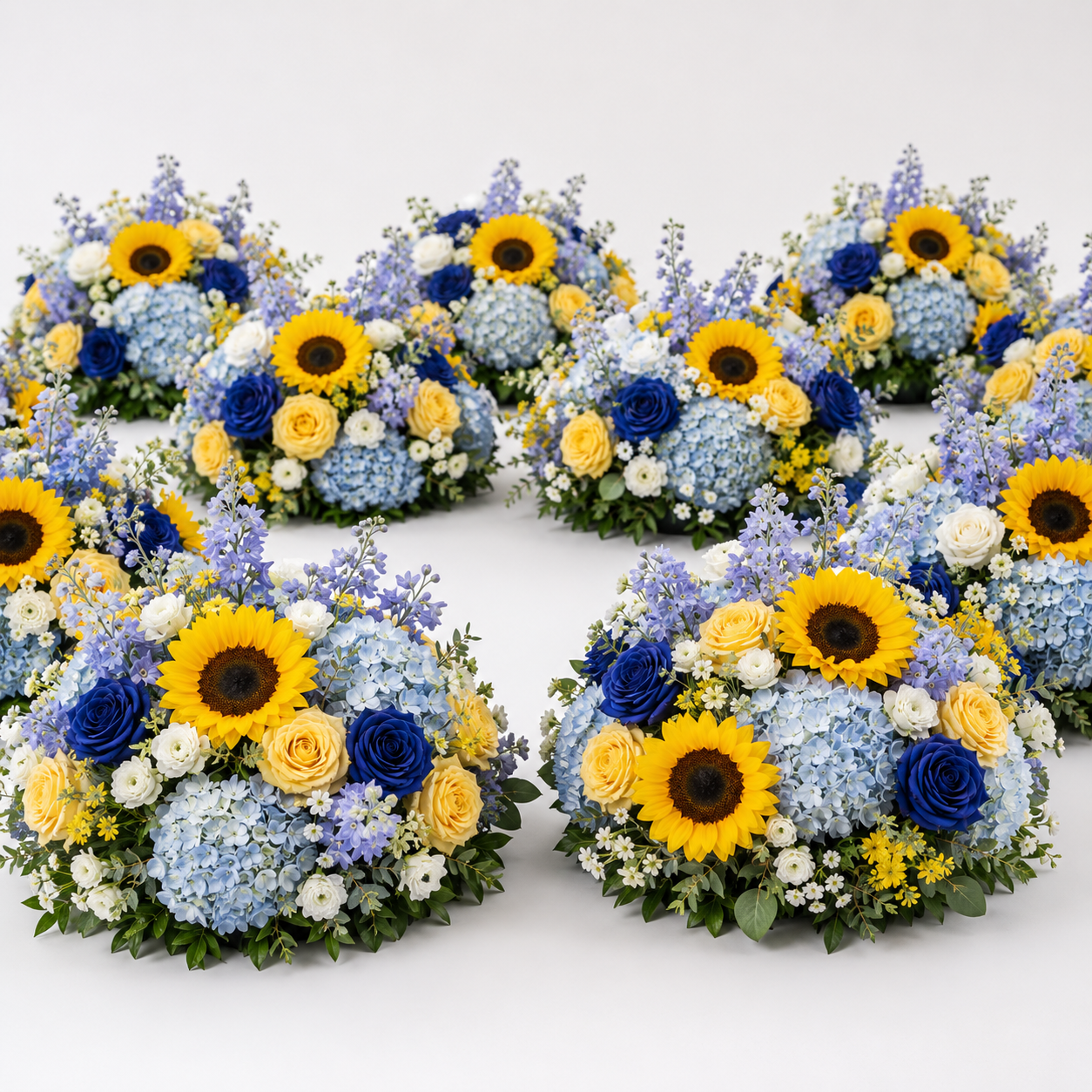 Blue and Yellow Wild Rose Sunflower Premium Flower Backdrops | 286