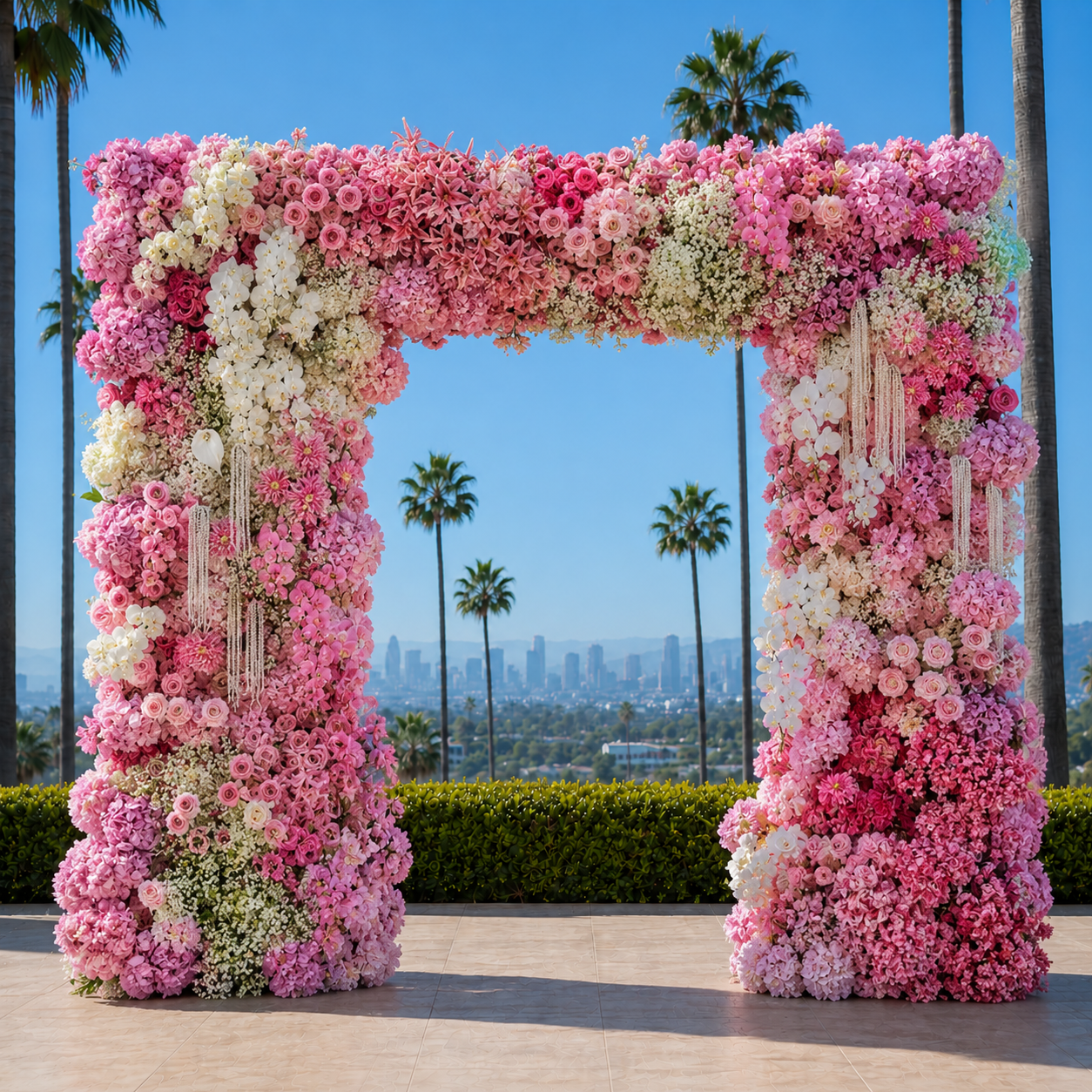 Dripping Pink, White and Lavender Premium Flower Wall Backdrop - 263