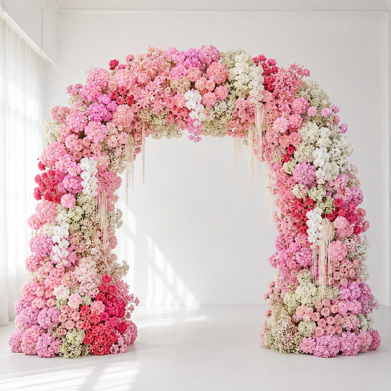 Dripping Pink, White and Lavender Premium Flower Wall Backdrop - 263