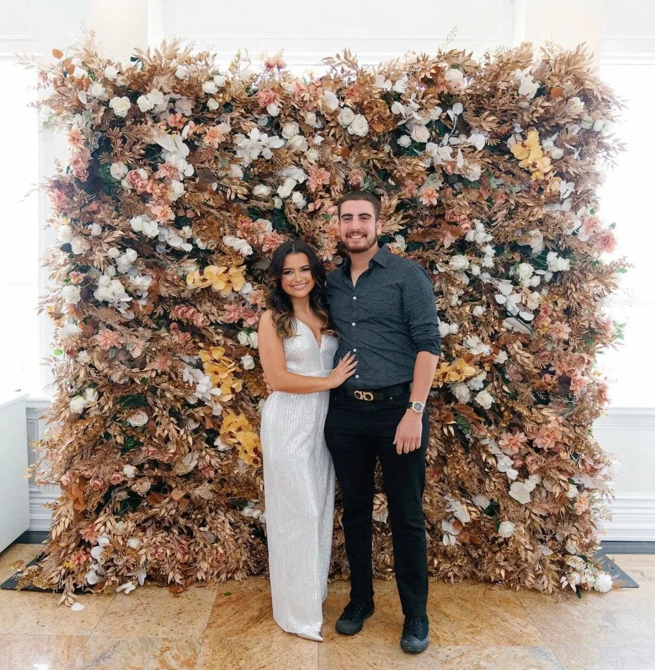 Into the Meadow Premium Tan & White Blush Flower Backdrops | 058