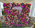 Dripping Florals Purple & Orange Premium Flower Backdrops | 119