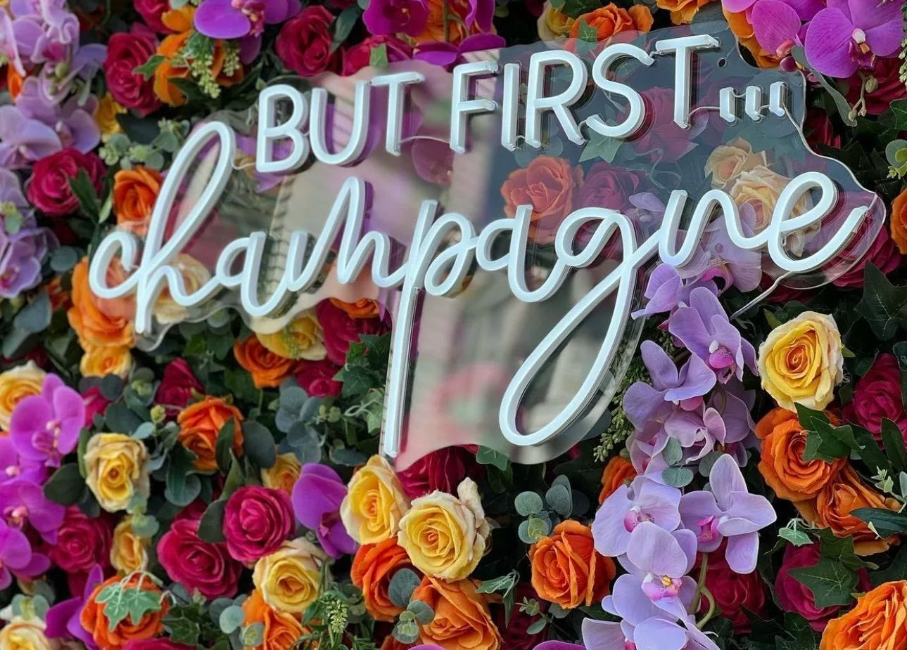 Dripping Florals Purple & Orange Premium Flower Backdrops | 119