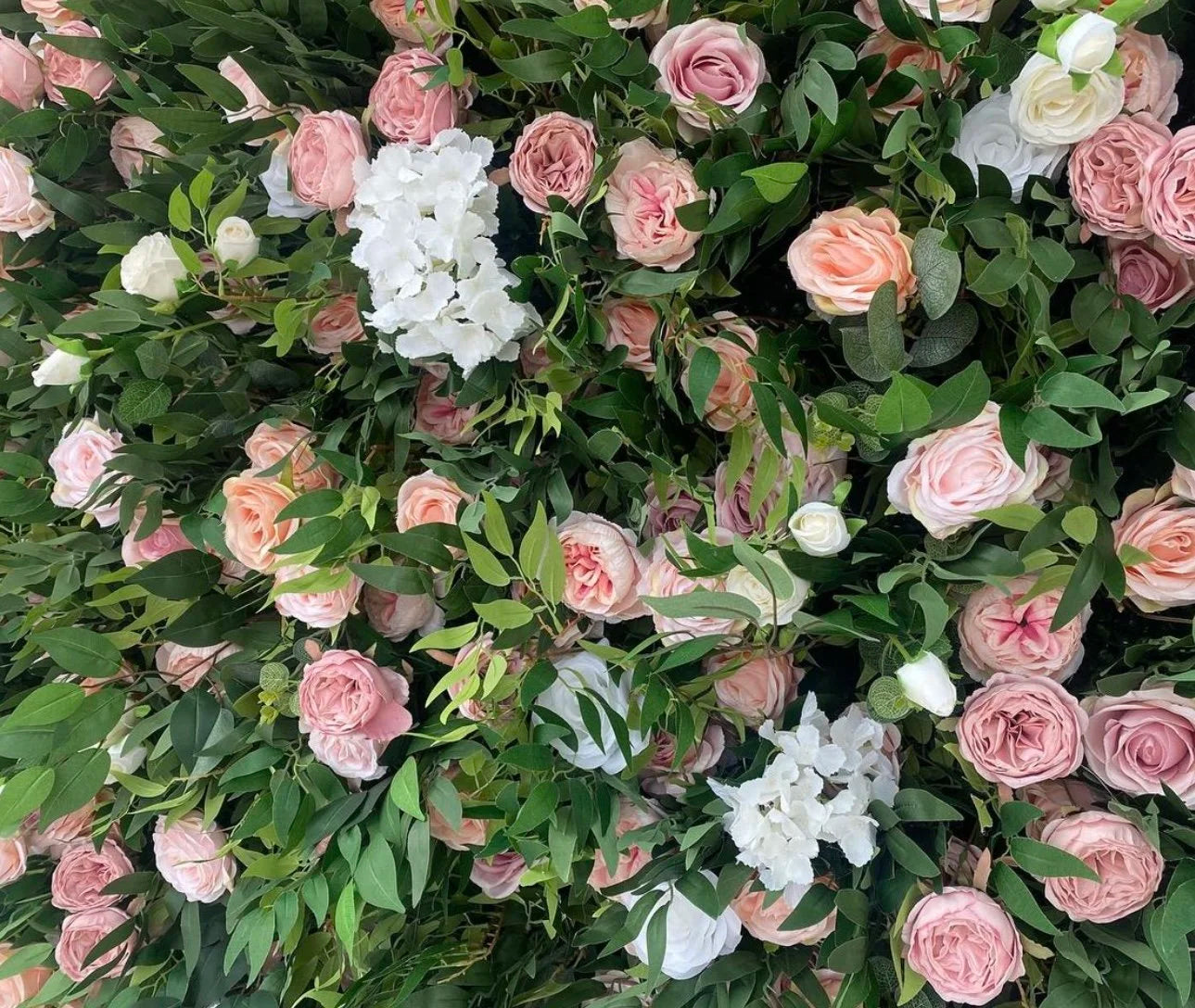 Pink White Greenery Rose Flower Backdrops | 399