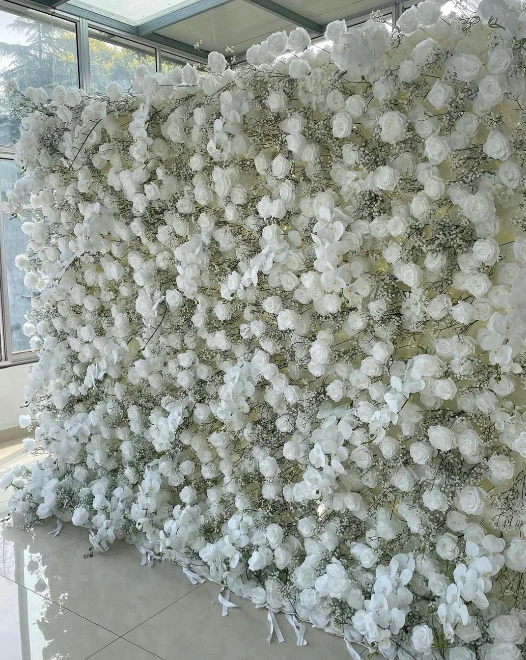 Baby's Breath White Rose Flower Backdrops | 060